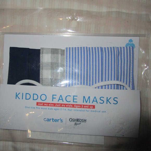Carters/Oshkosh KIDDO FACE MASKS 3 Pack - Picture 1 of 2